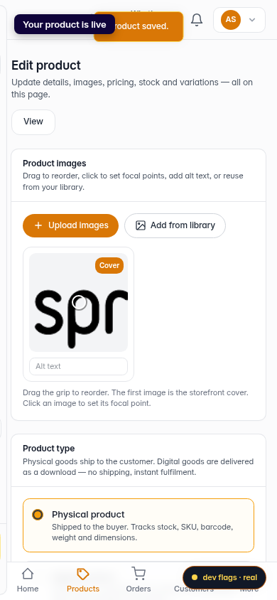 Add a product: step 7 (mobile)