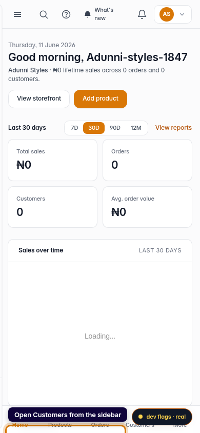 Adding a customer: step 1 (mobile)