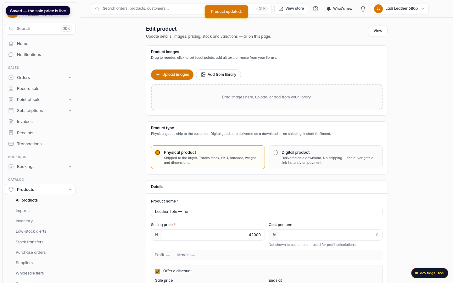 Put a single product on sale: step 5 (web)