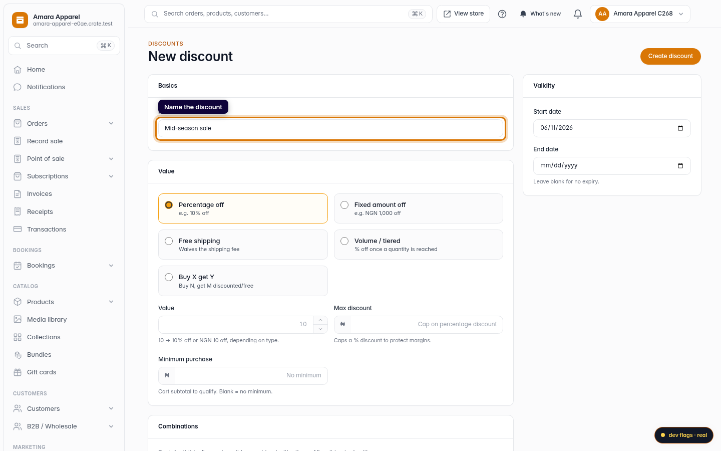 Discount several products at once: step 2 (web)