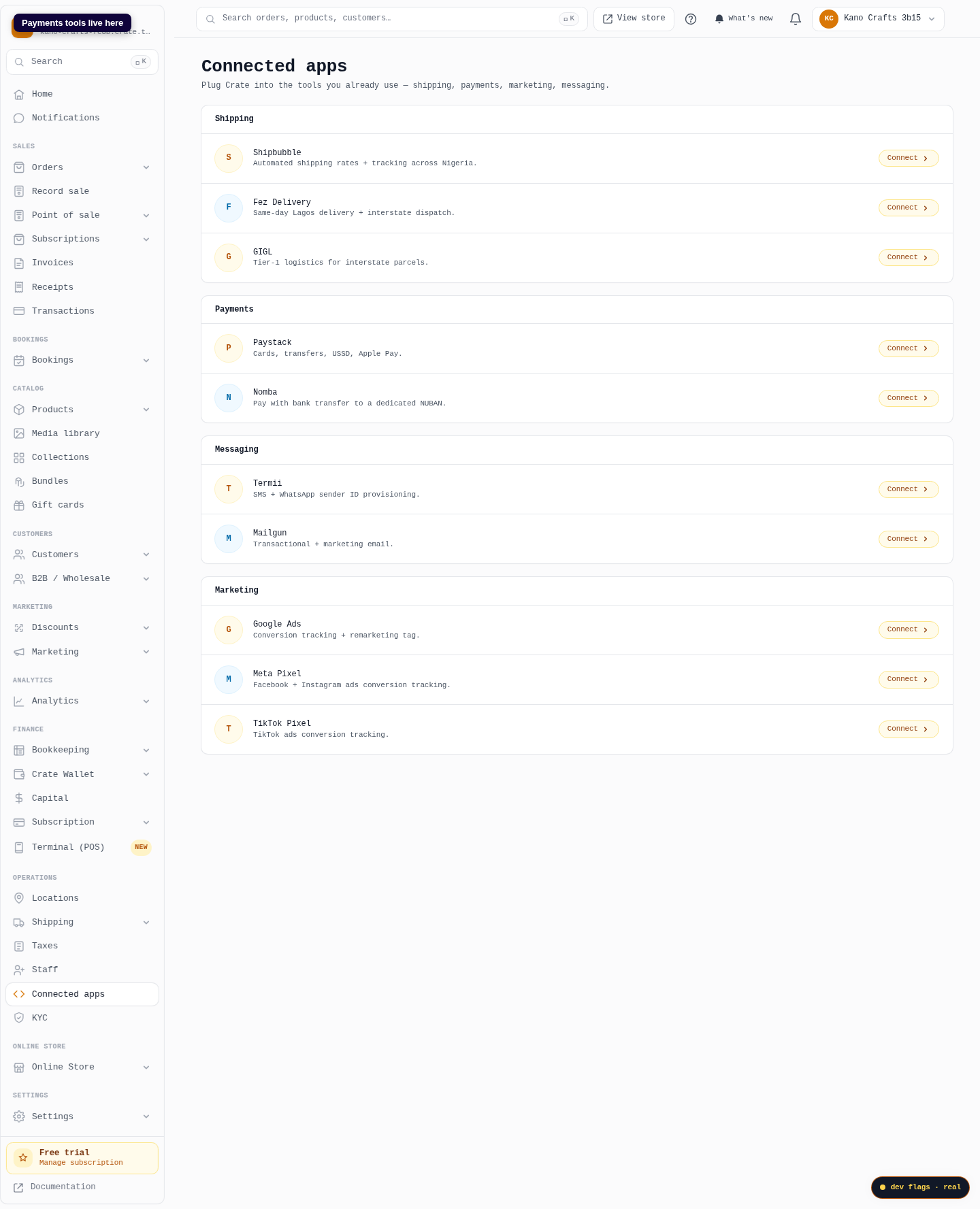 Find bank transfer in Connected apps: step 2 (web)
