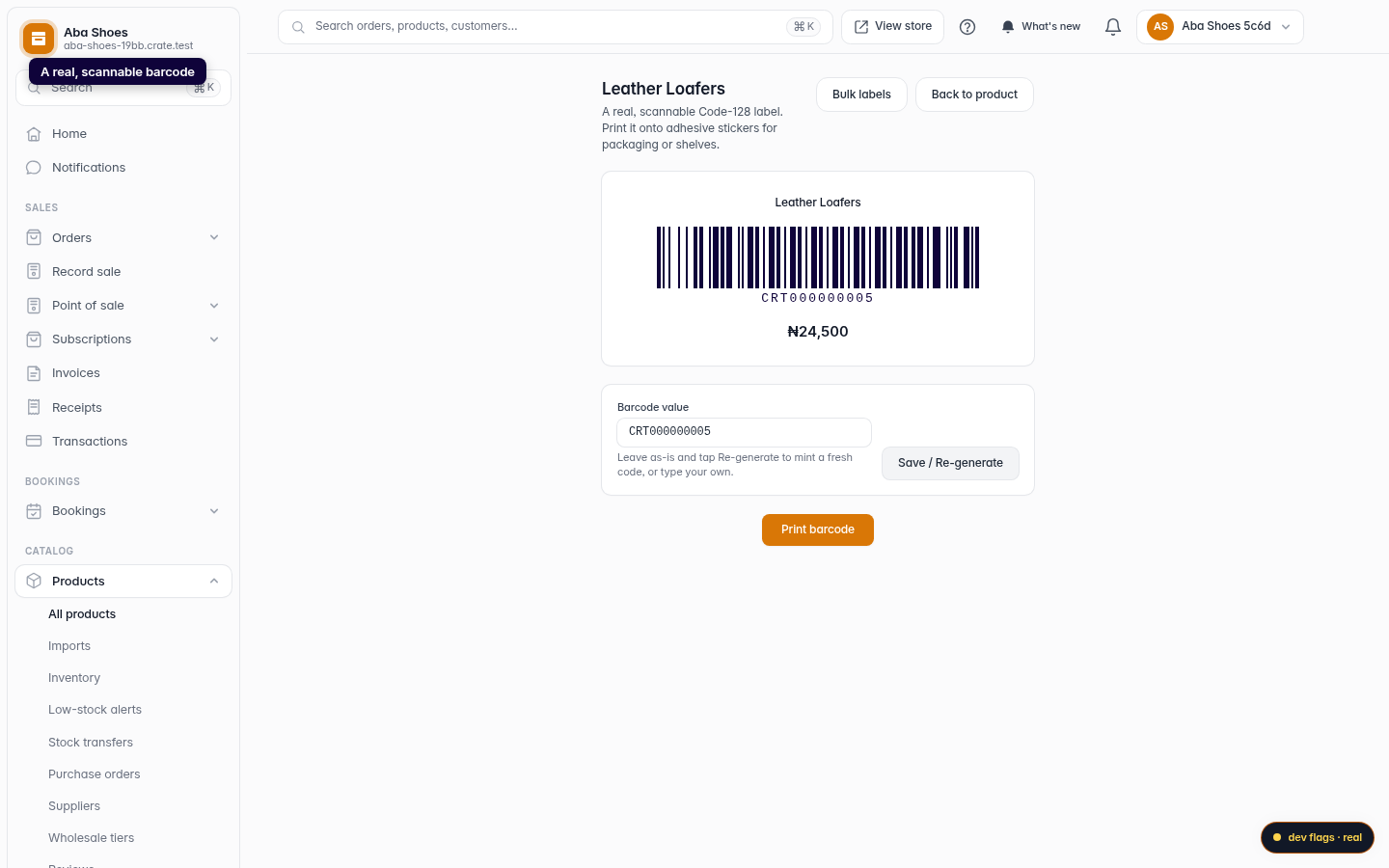 Generate and print a product barcode: step 2 (web)
