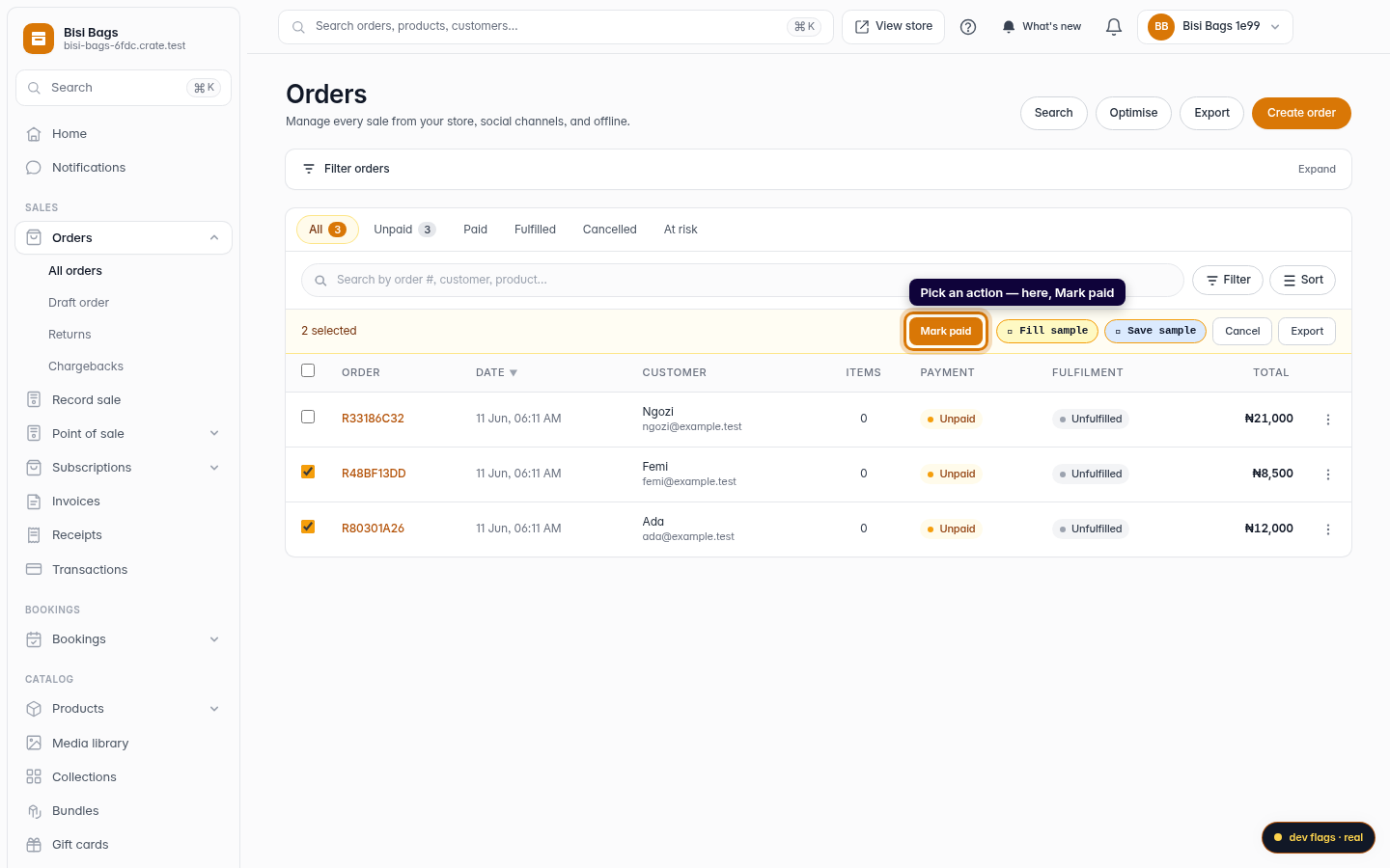 Edit several orders at once: step 3 (web)
