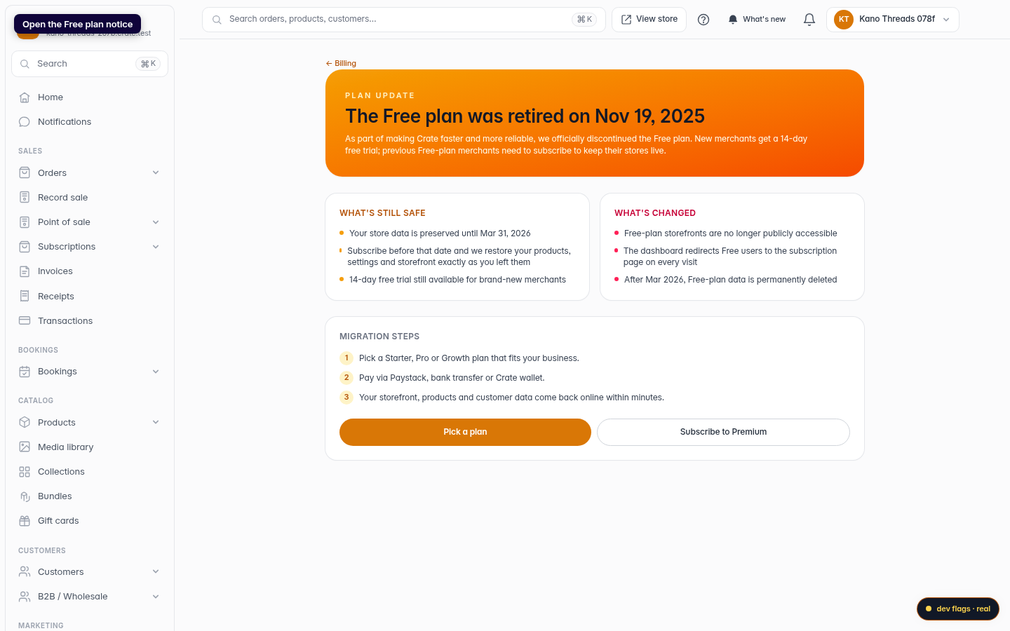 The Free plan is being retired: step 1 (web)