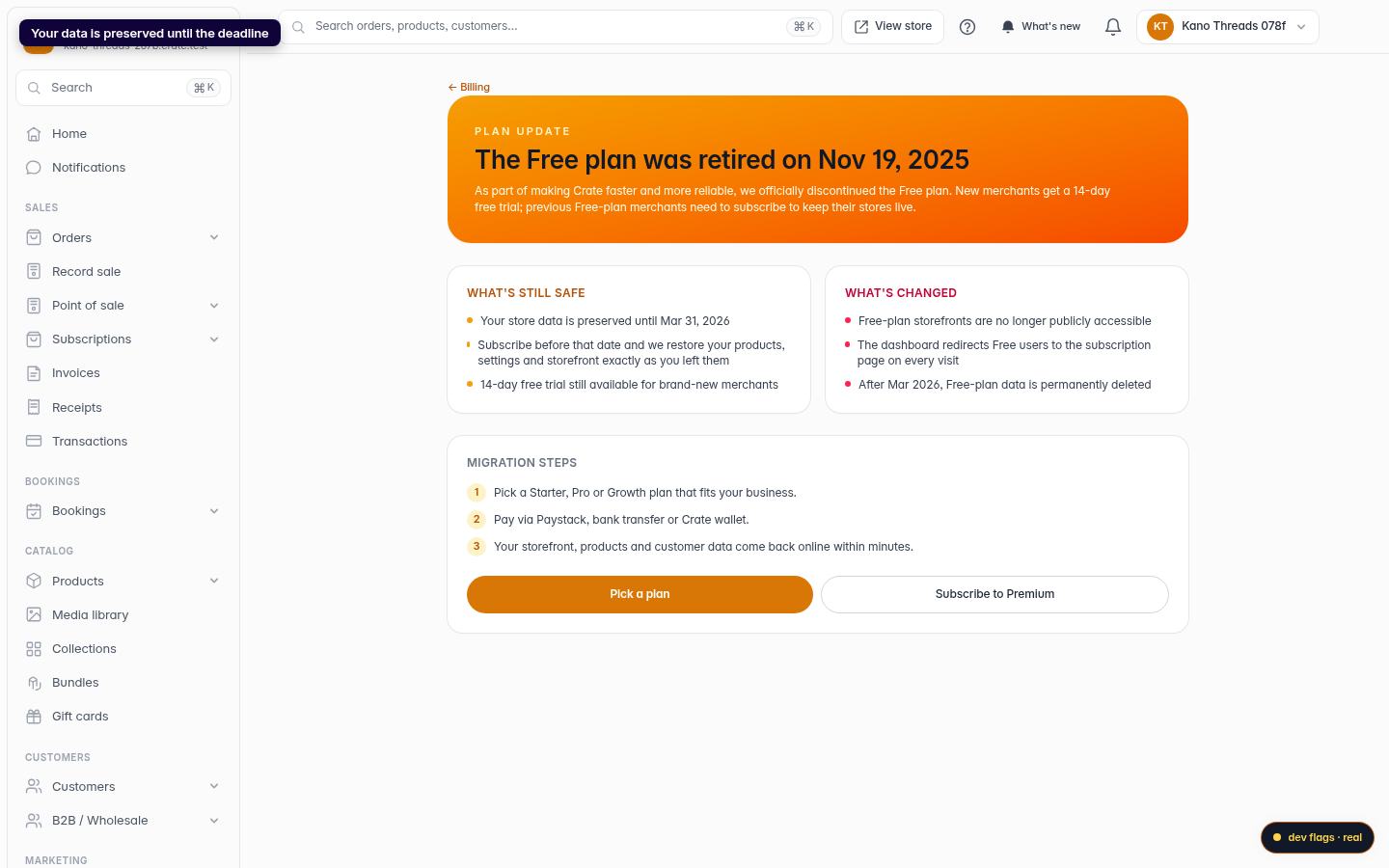 The Free plan is being retired: step 2 (web)