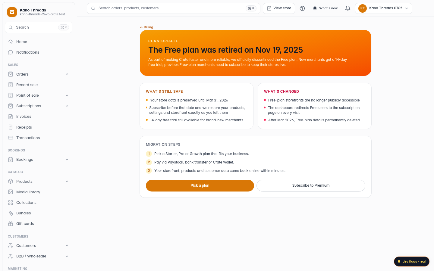 The Free plan is being retired: step 4 (web)