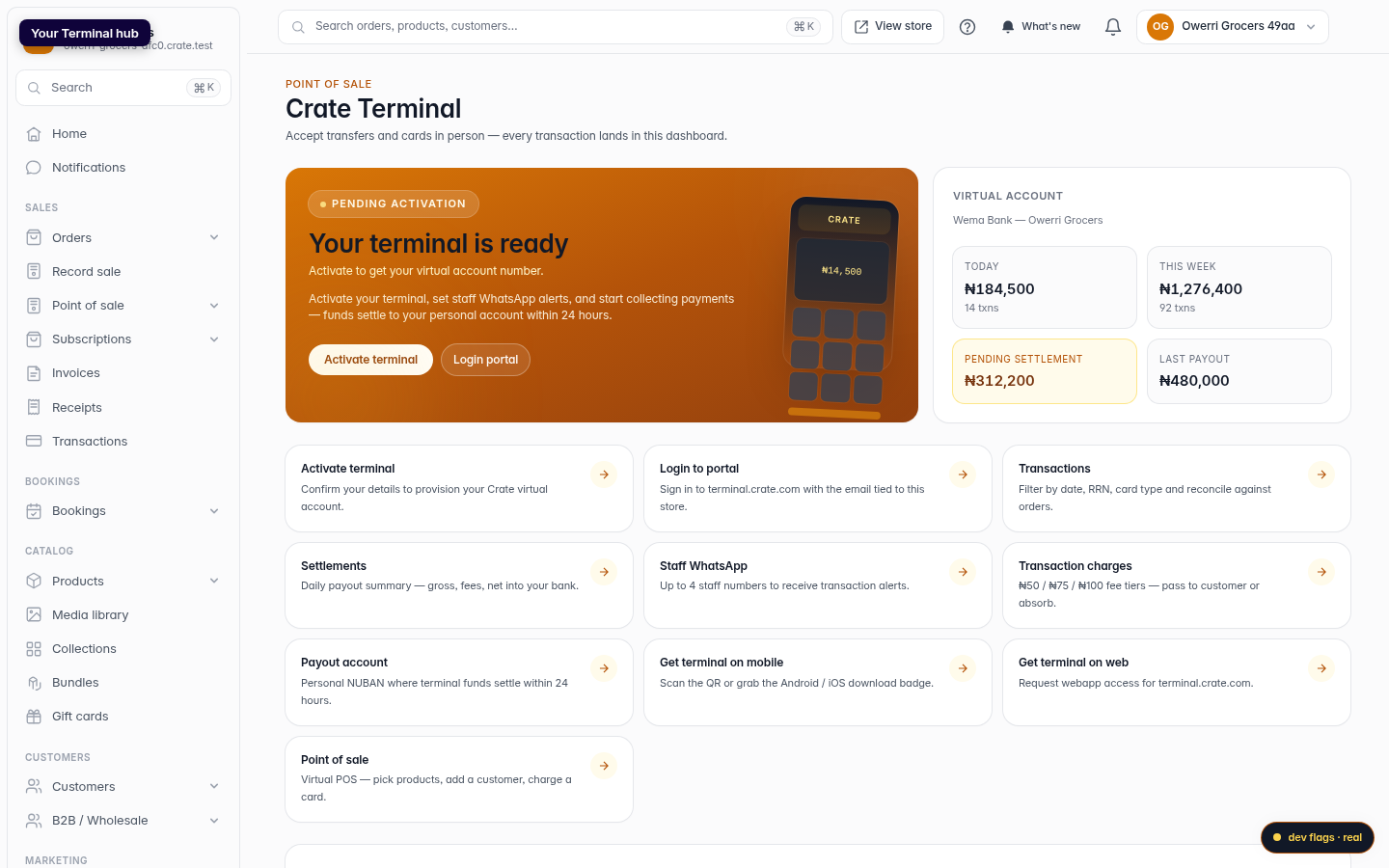 Crate Terminal: step 1 (web)
