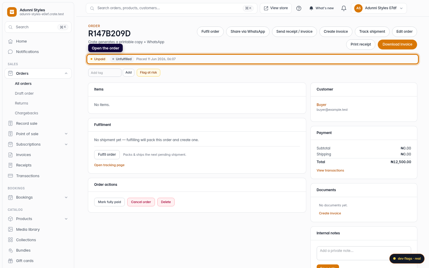 Cancelling an order: step 1 (web)