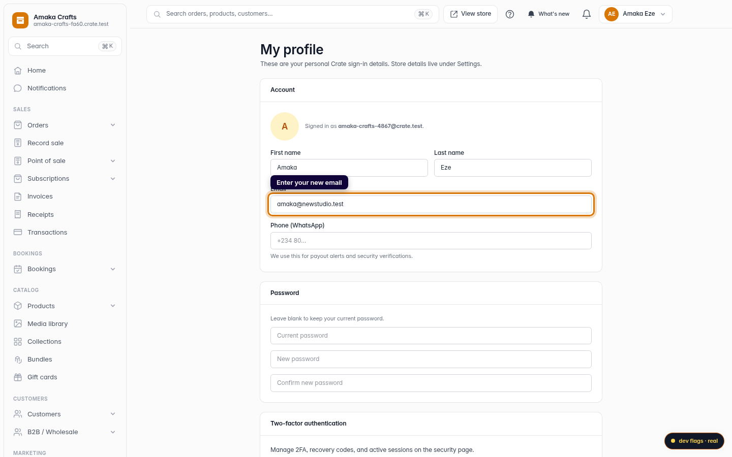 Changing your email address: step 2 (web)