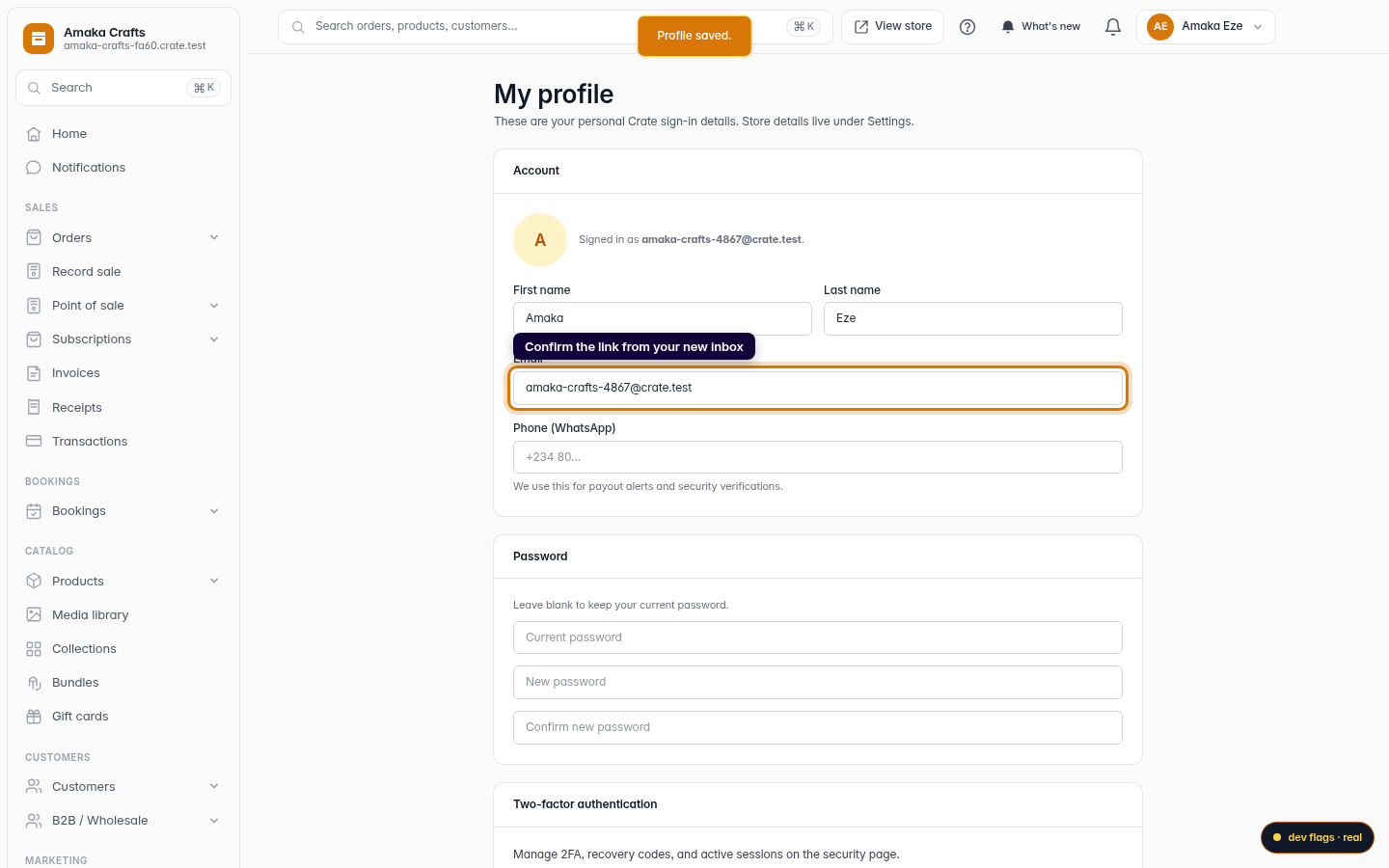 Changing your email address: step 5 (web)