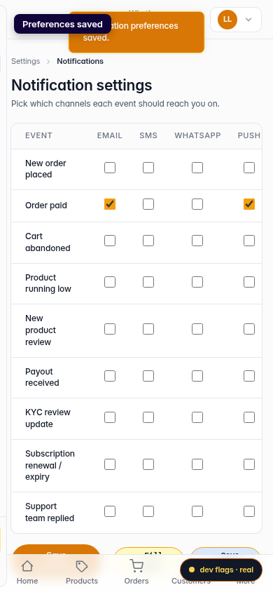 Configure notification settings: step 5 (mobile)