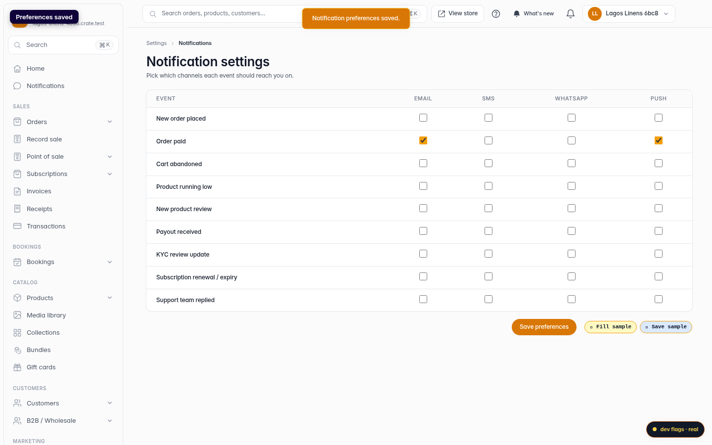 Configure notification settings: step 5 (web)