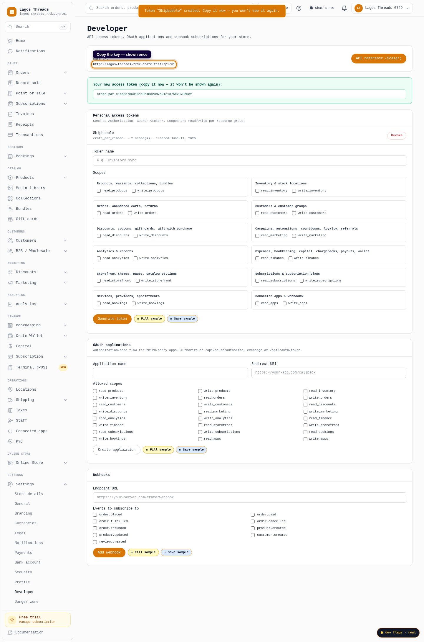 Connect Crate to Shipbubble: step 4 (web)