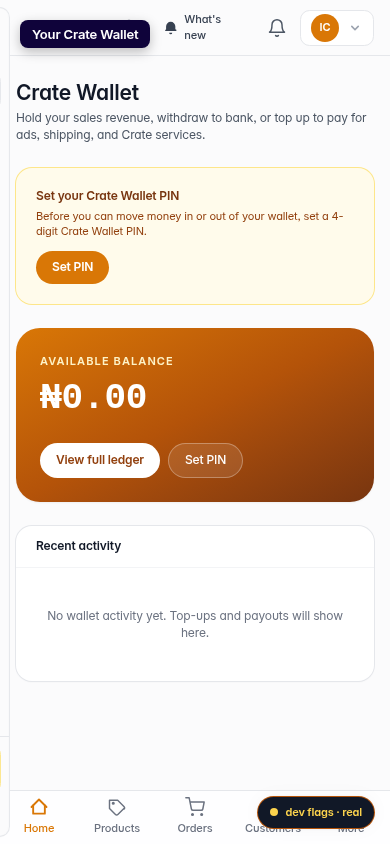 Set up your Crate Wallet: step 1 (mobile)