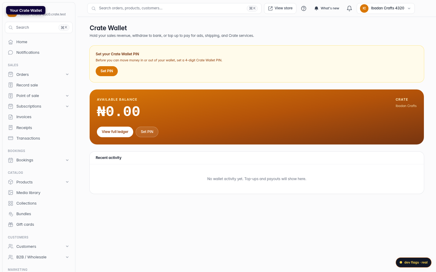 Set up your Crate Wallet: step 1 (web)