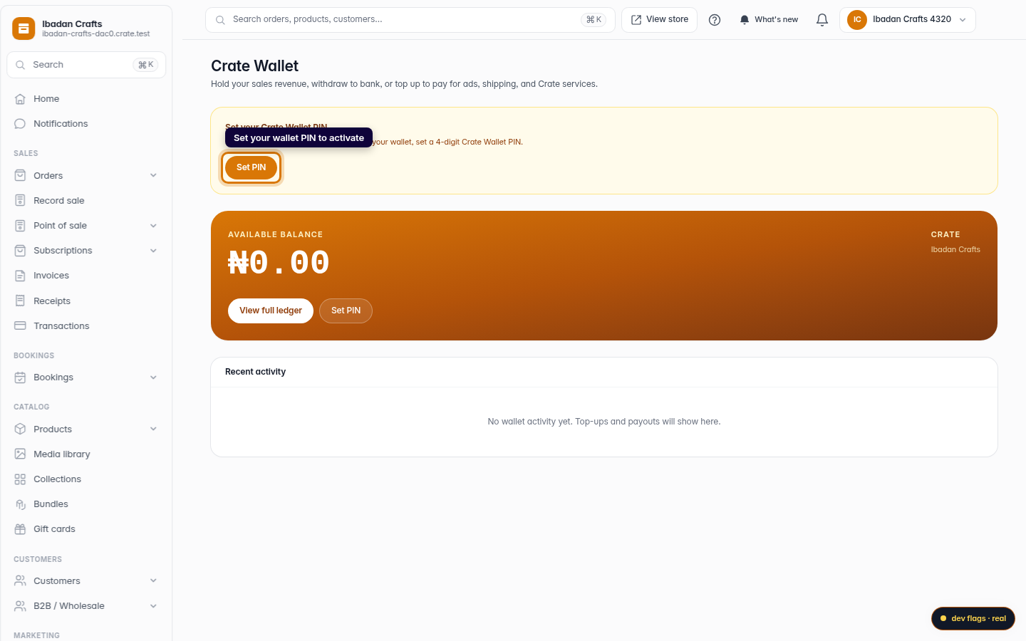 Set up your Crate Wallet: step 2 (web)