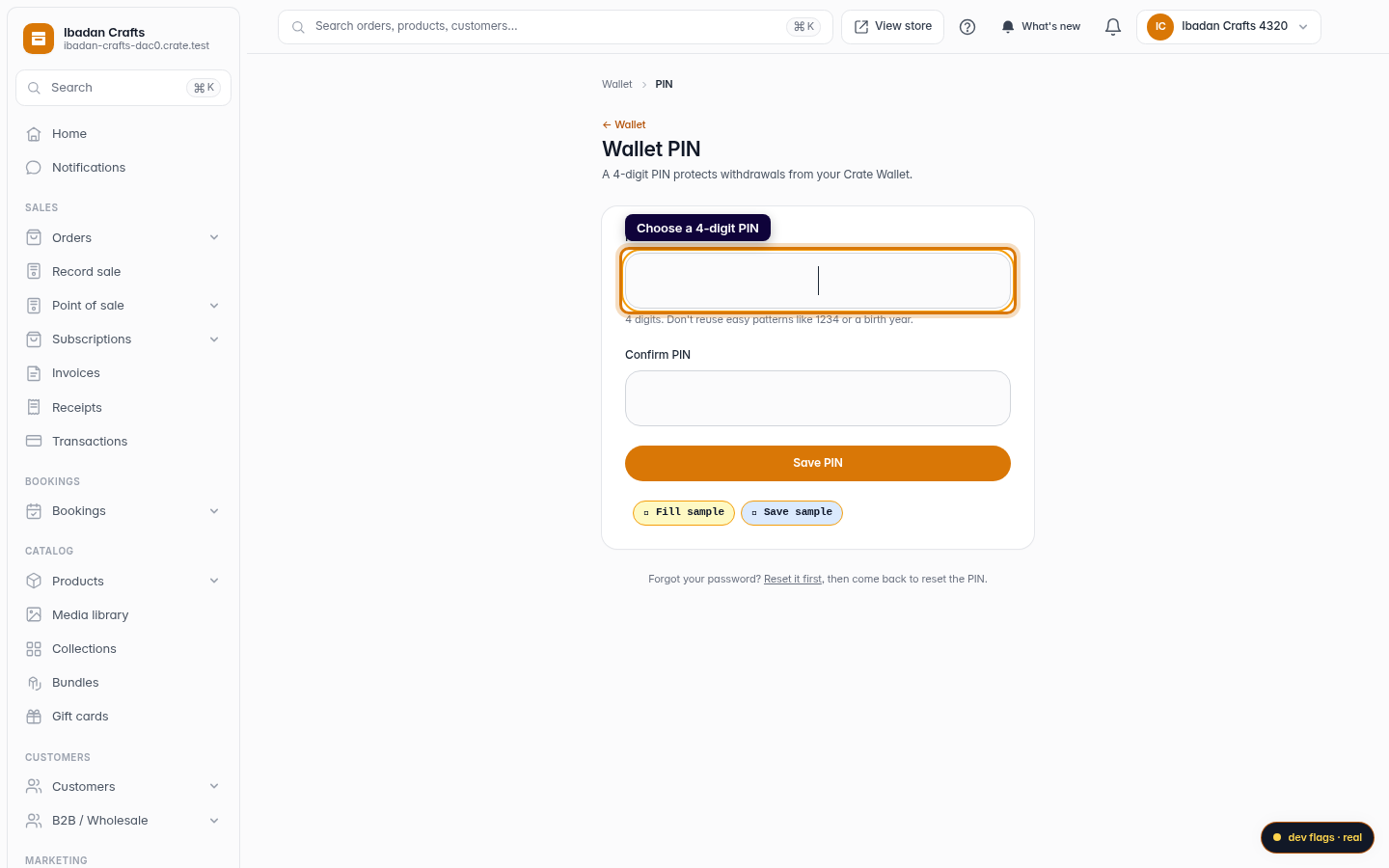 Set up your Crate Wallet: step 3 (web)