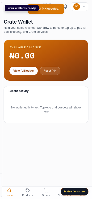 Set up your Crate Wallet: step 4 (mobile)