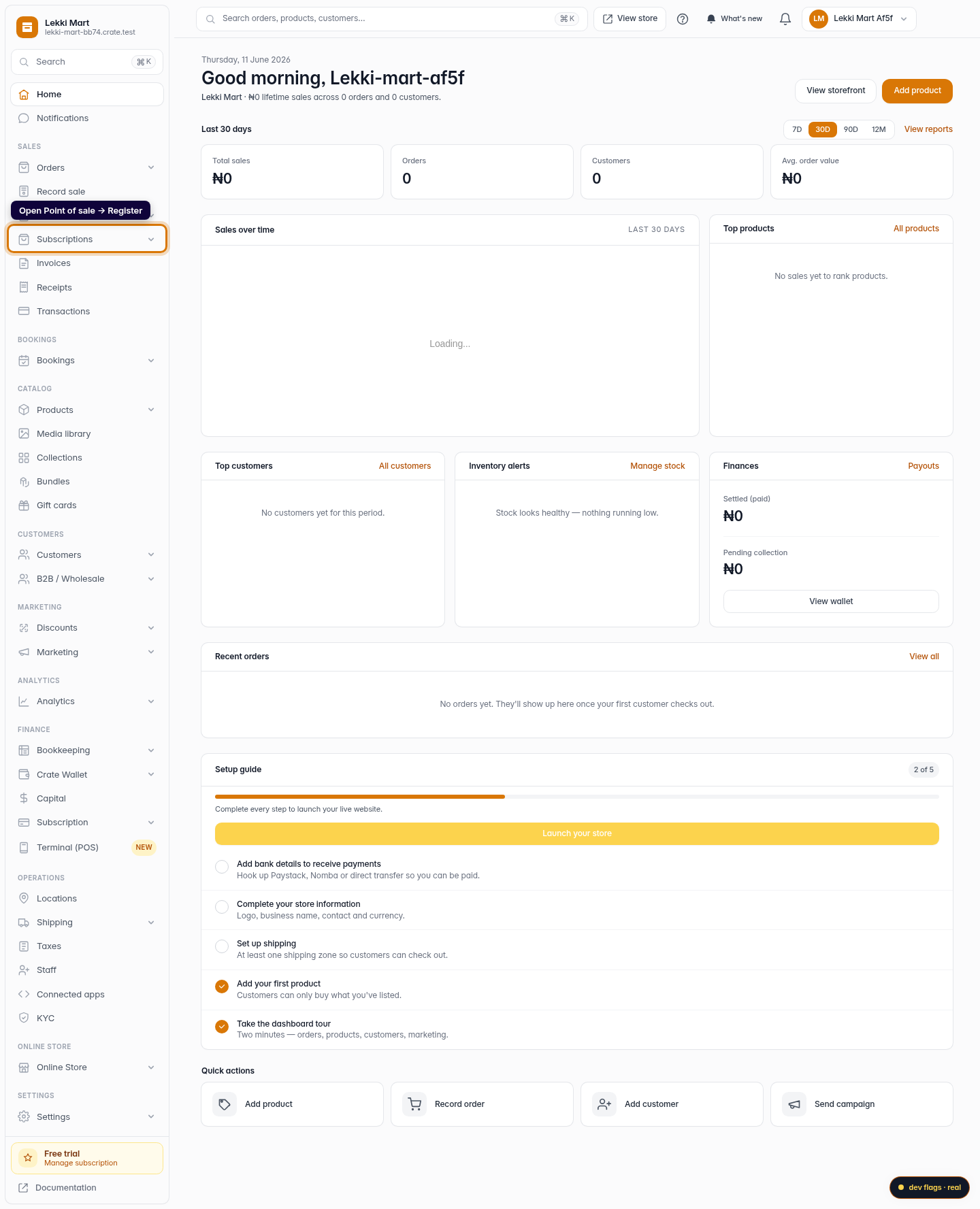 Create an order by scanning barcodes: step 1 (web)