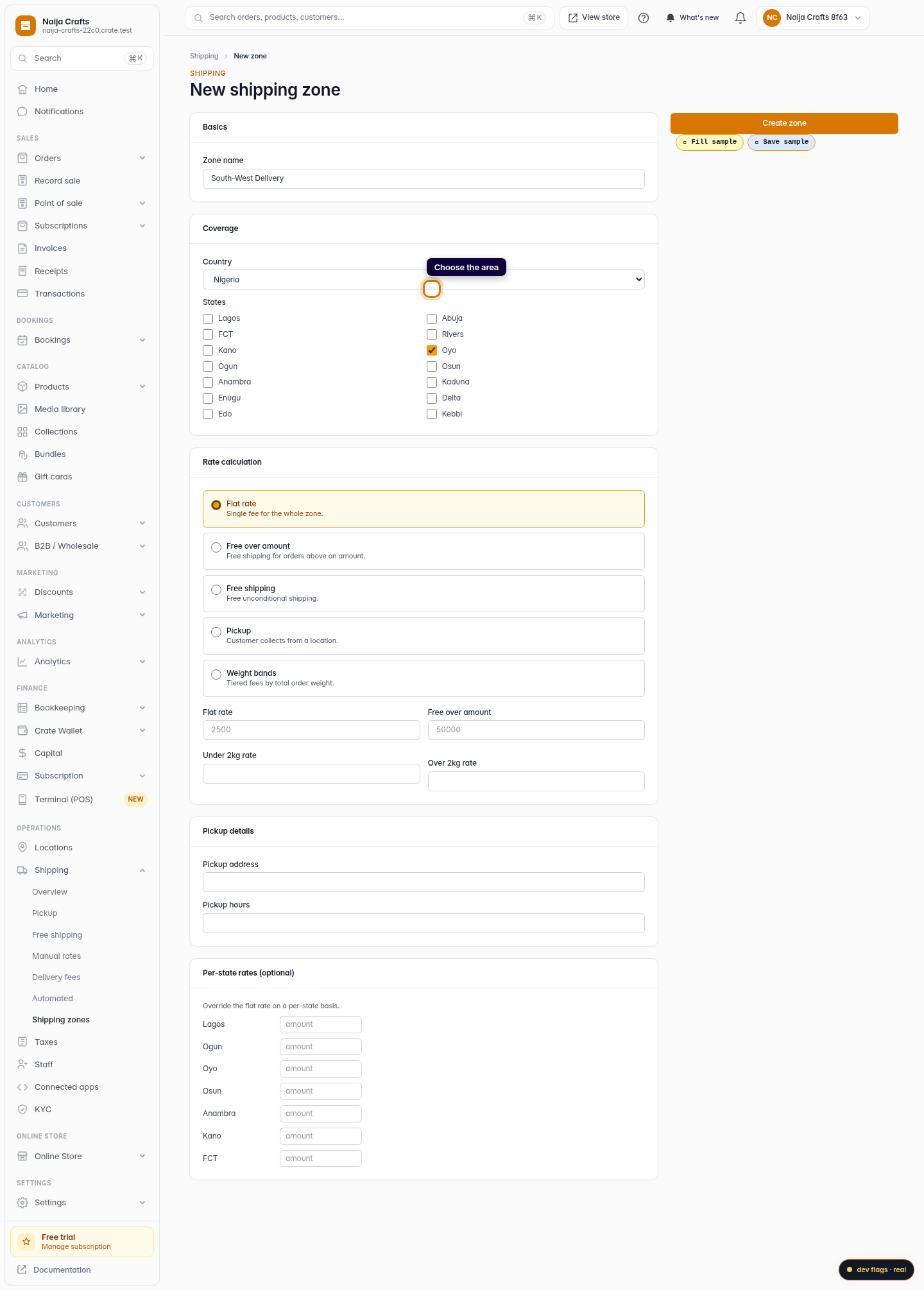 Create a delivery fee: step 4 (web)