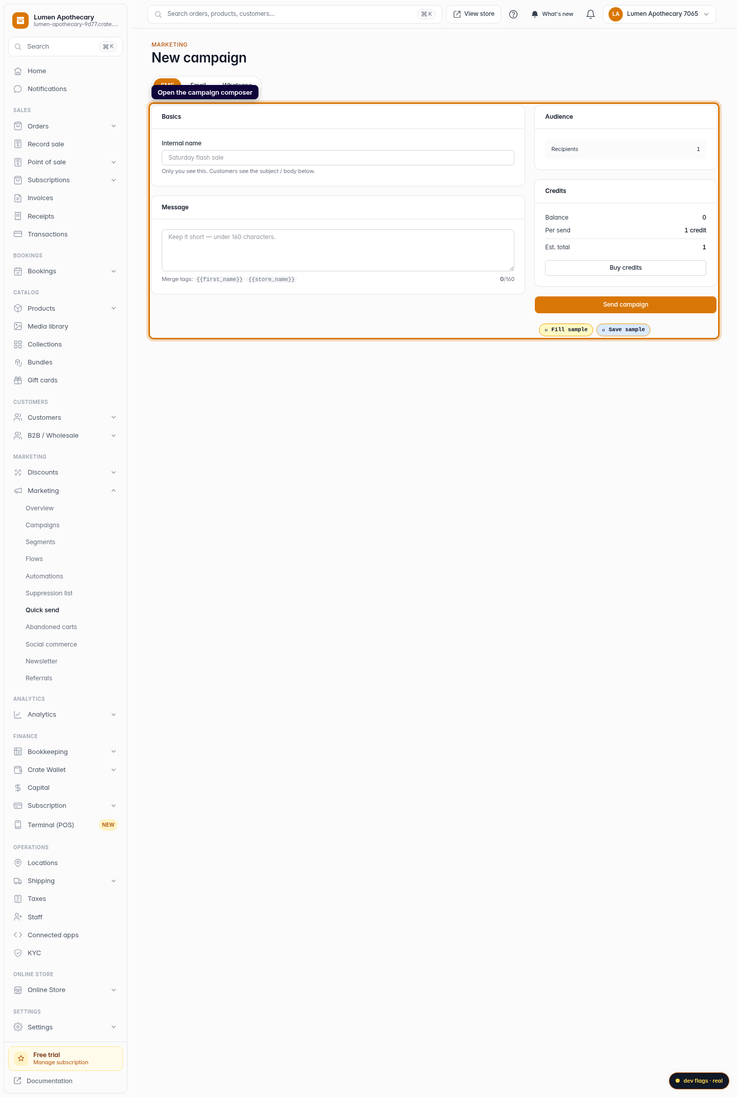 Create an email campaign: step 1 (web)
