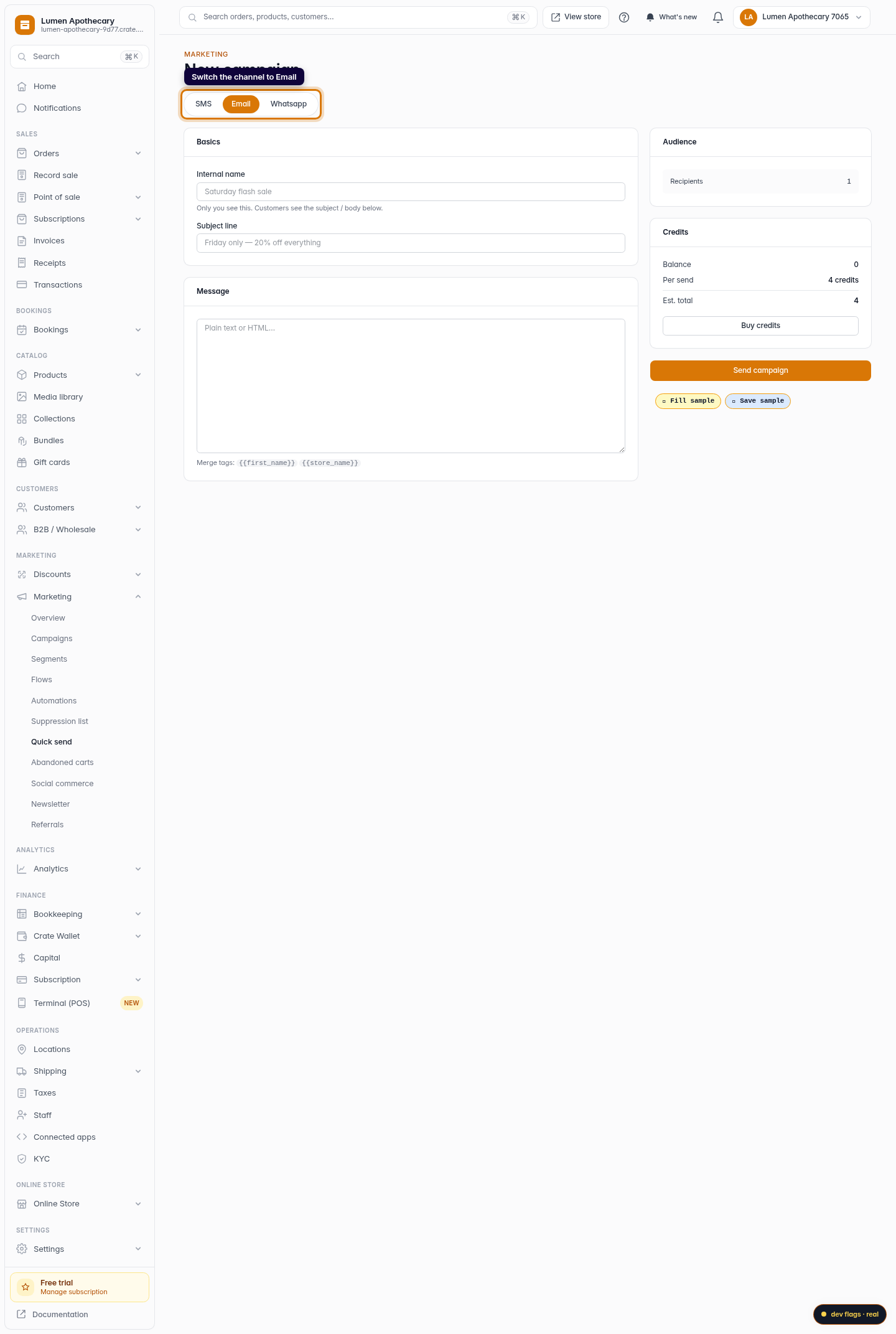 Create an email campaign: step 2 (web)
