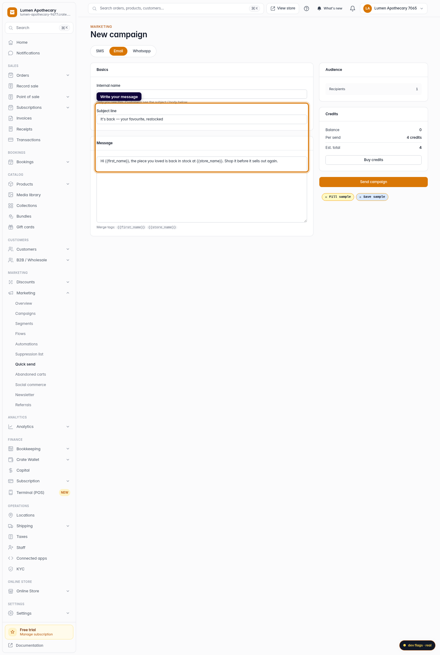 Create an email campaign: step 4 (web)