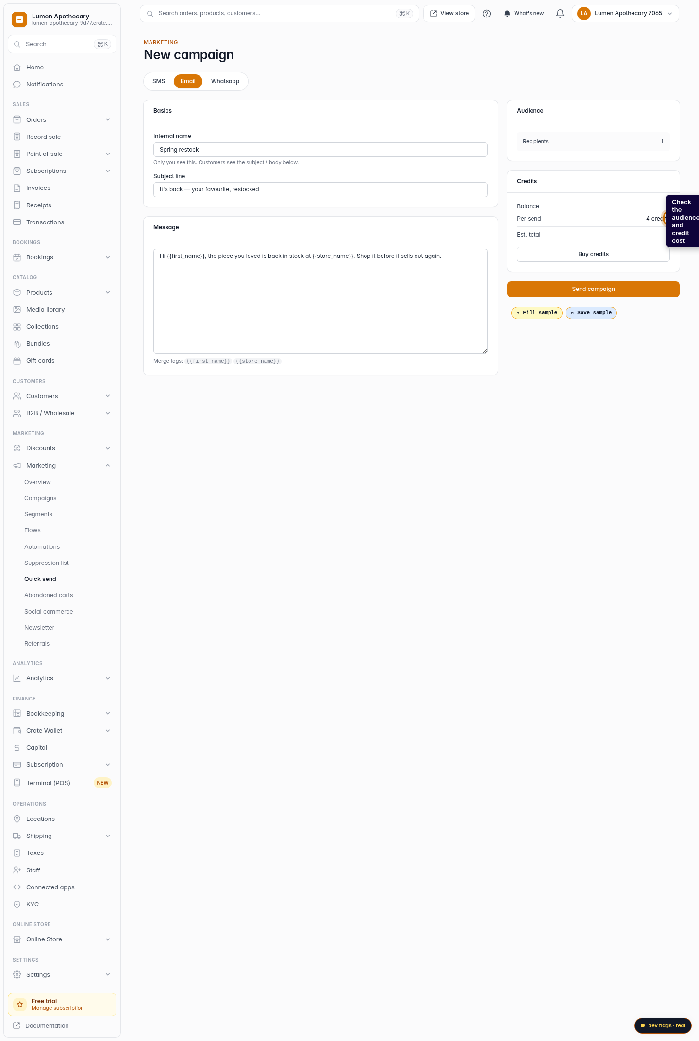 Create an email campaign: step 5 (web)