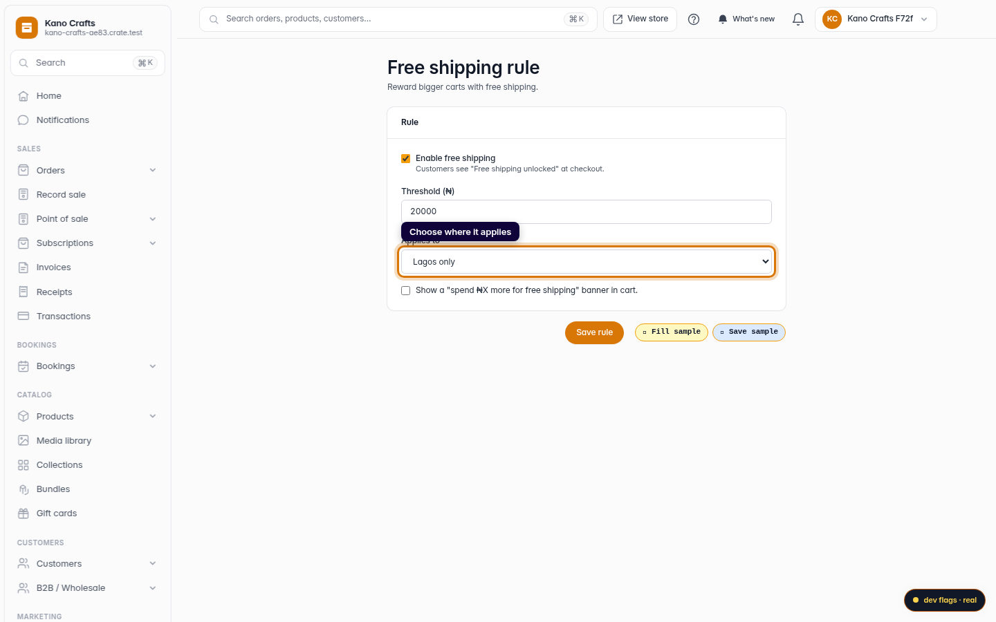 Set up free shipping: step 4 (web)