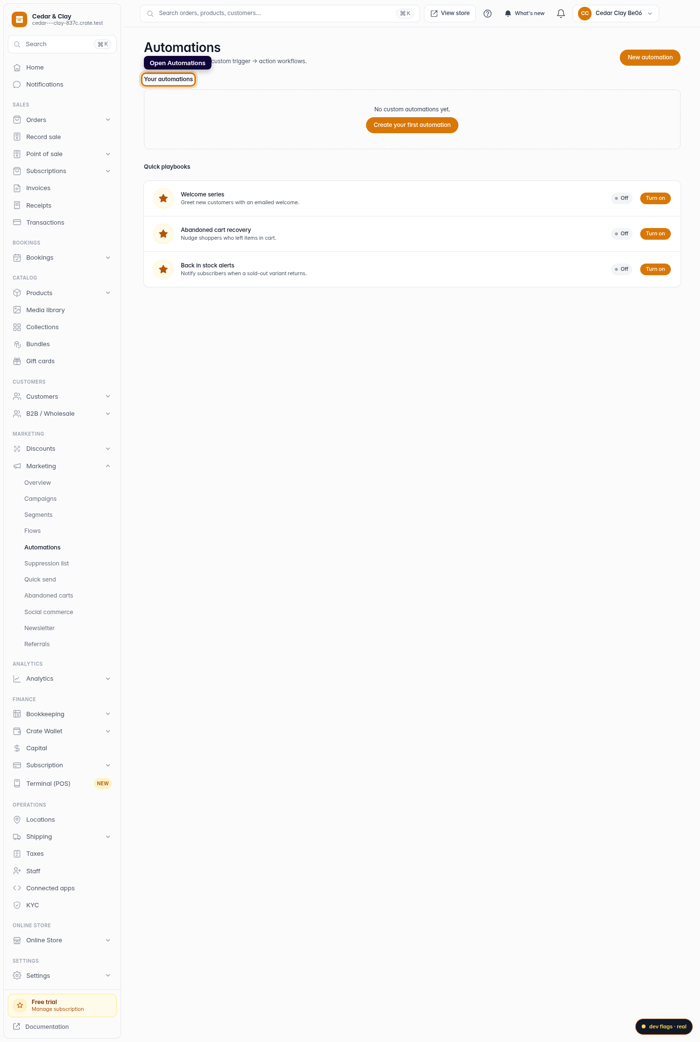Turn on the welcome email: step 1 (web)
