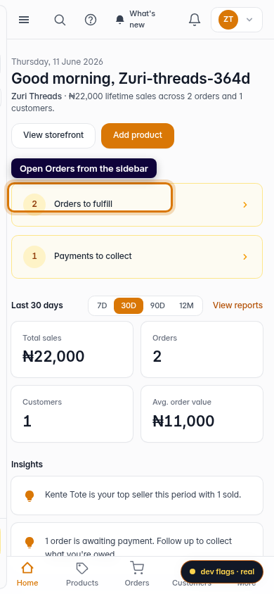 Download an invoice or receipt: step 1 (mobile)