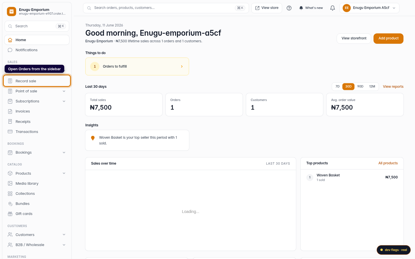 Find an order by its number: step 1 (web)