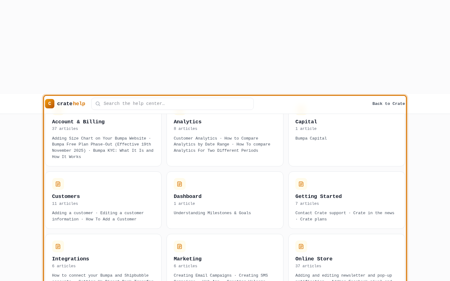 Contact Crate support: step 3 (web)