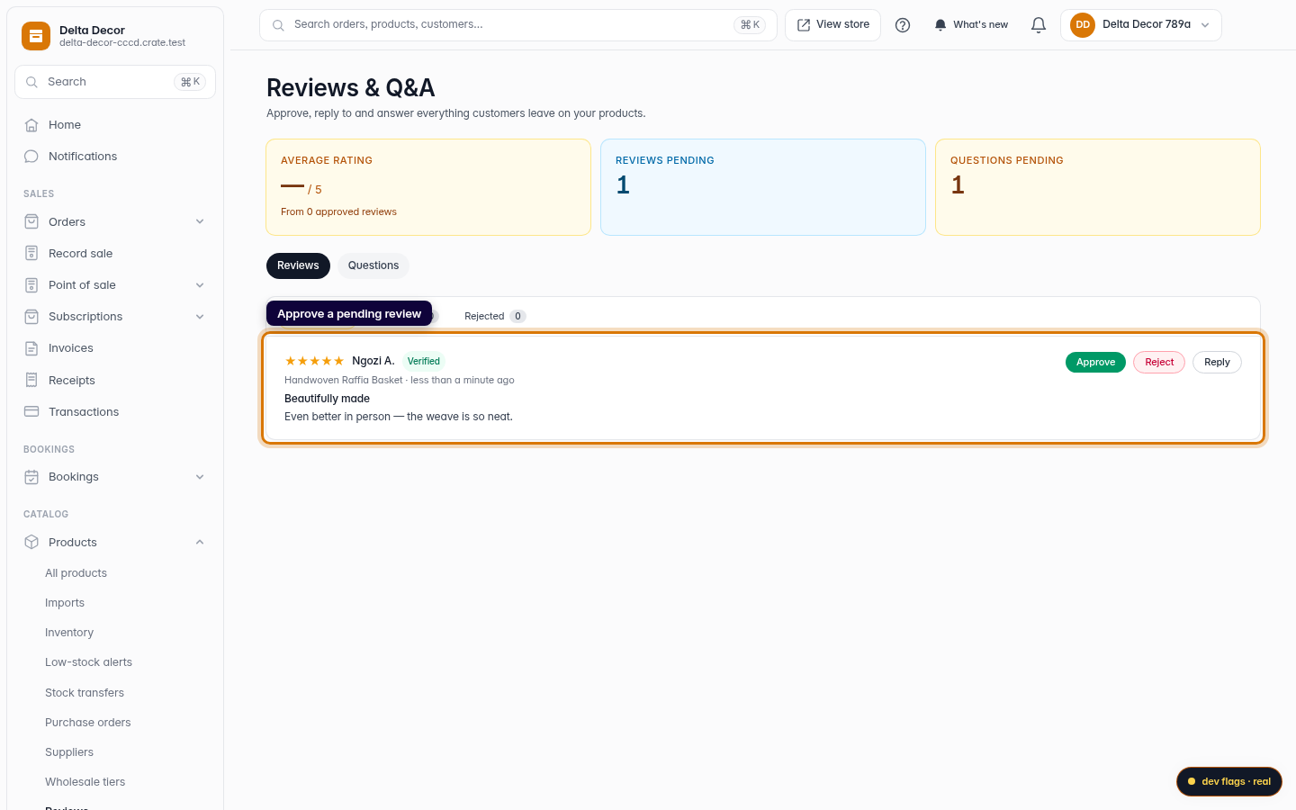 How customers leave reviews — and how you moderate them: step 3 (web)