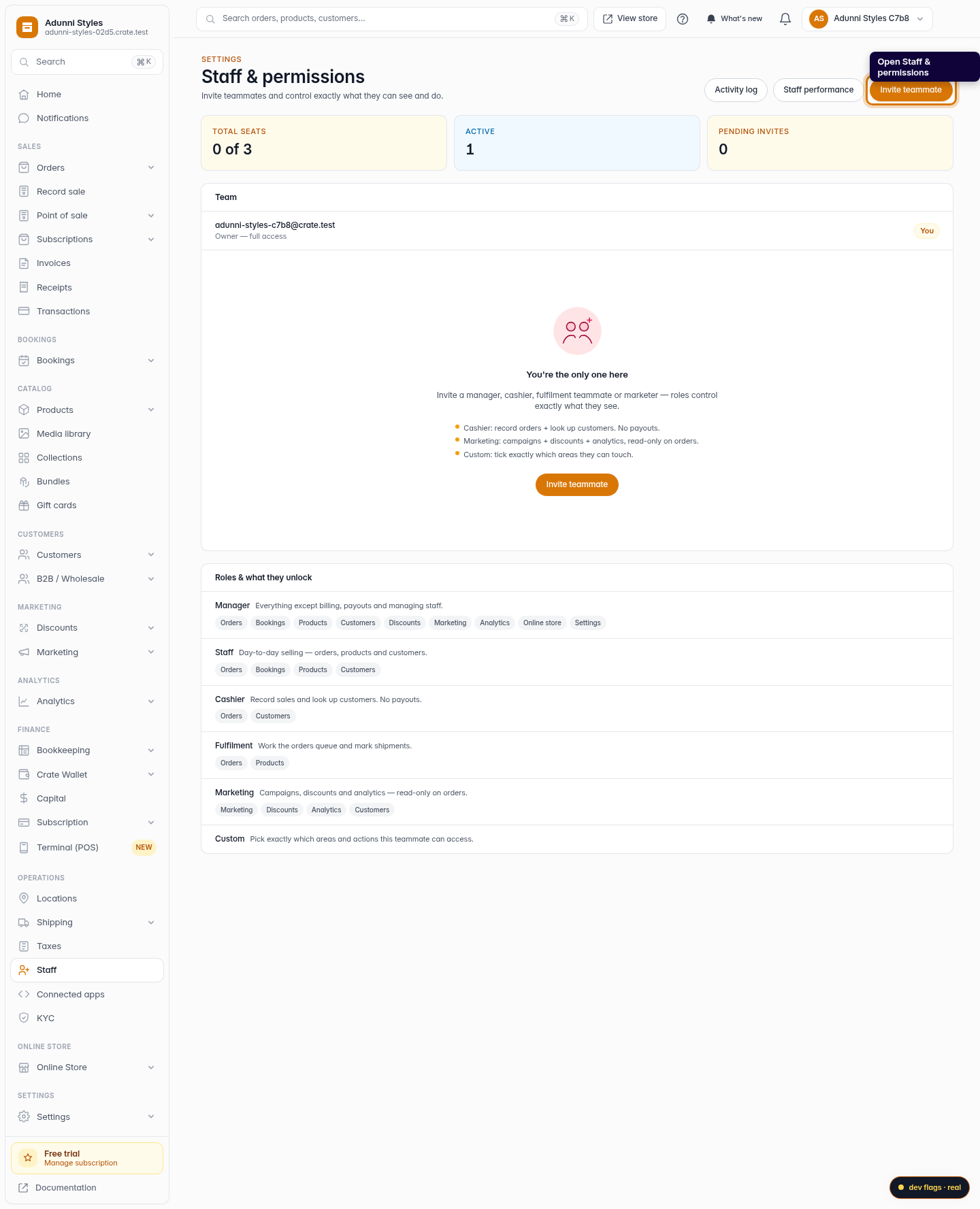 Add a staff member: step 1 (web)