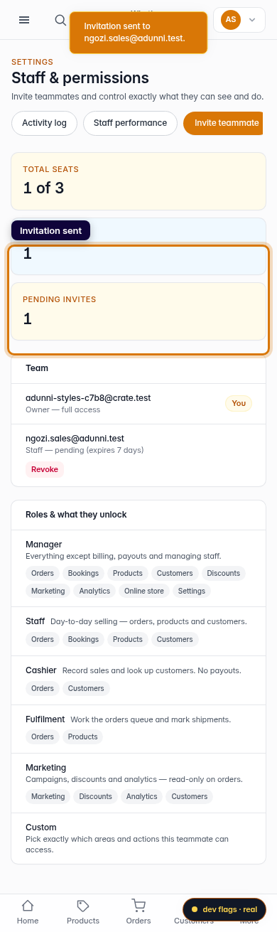 Add a staff member: step 5 (mobile)