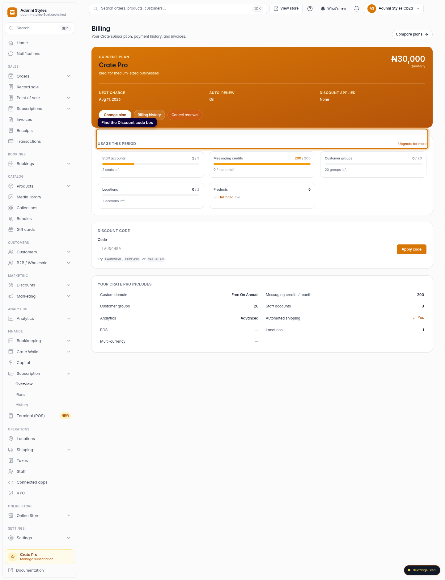 Apply a discount code to your subscription: step 2 (web)