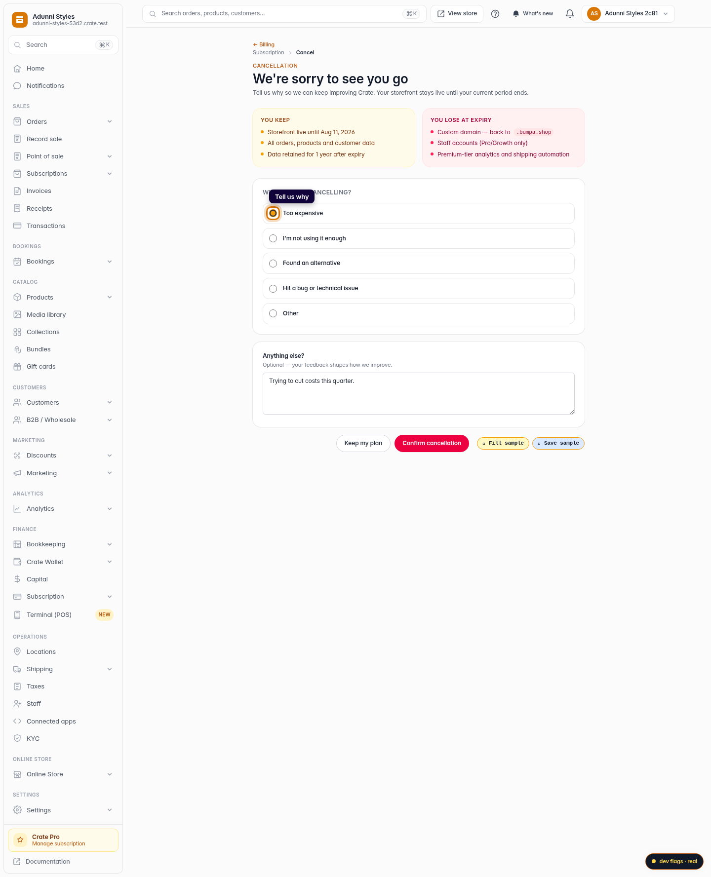 Cancel your subscription: step 3 (web)