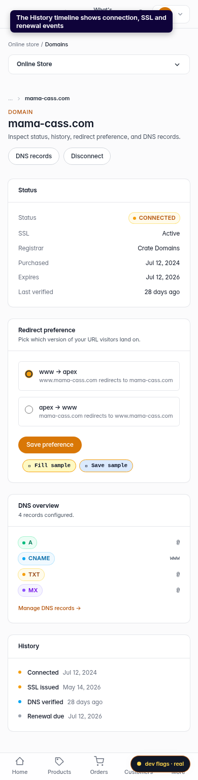 Check your domain details and history: step 3 (mobile)