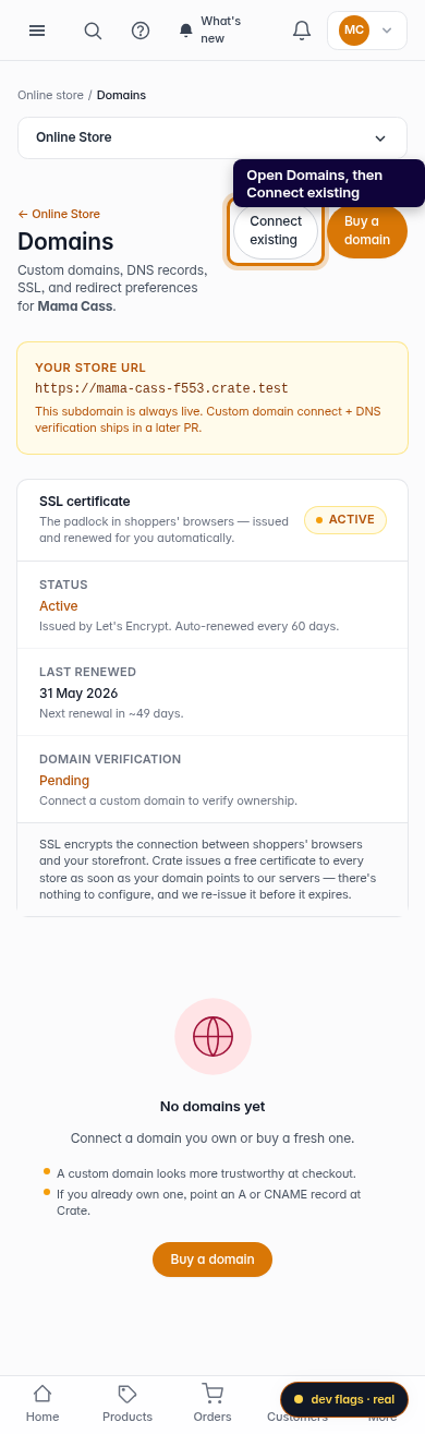 Connect a domain you already own: step 1 (mobile)