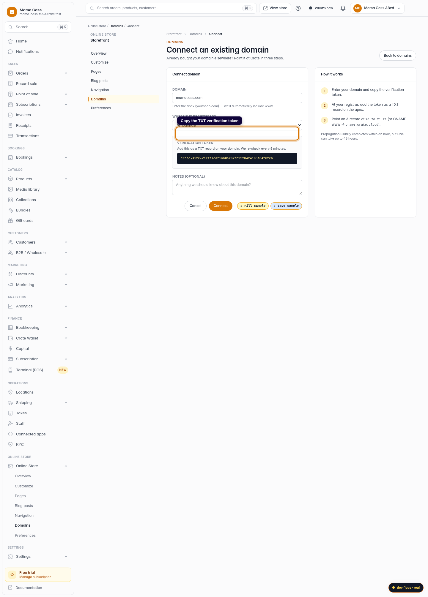Connect a domain you already own: step 4 (web)