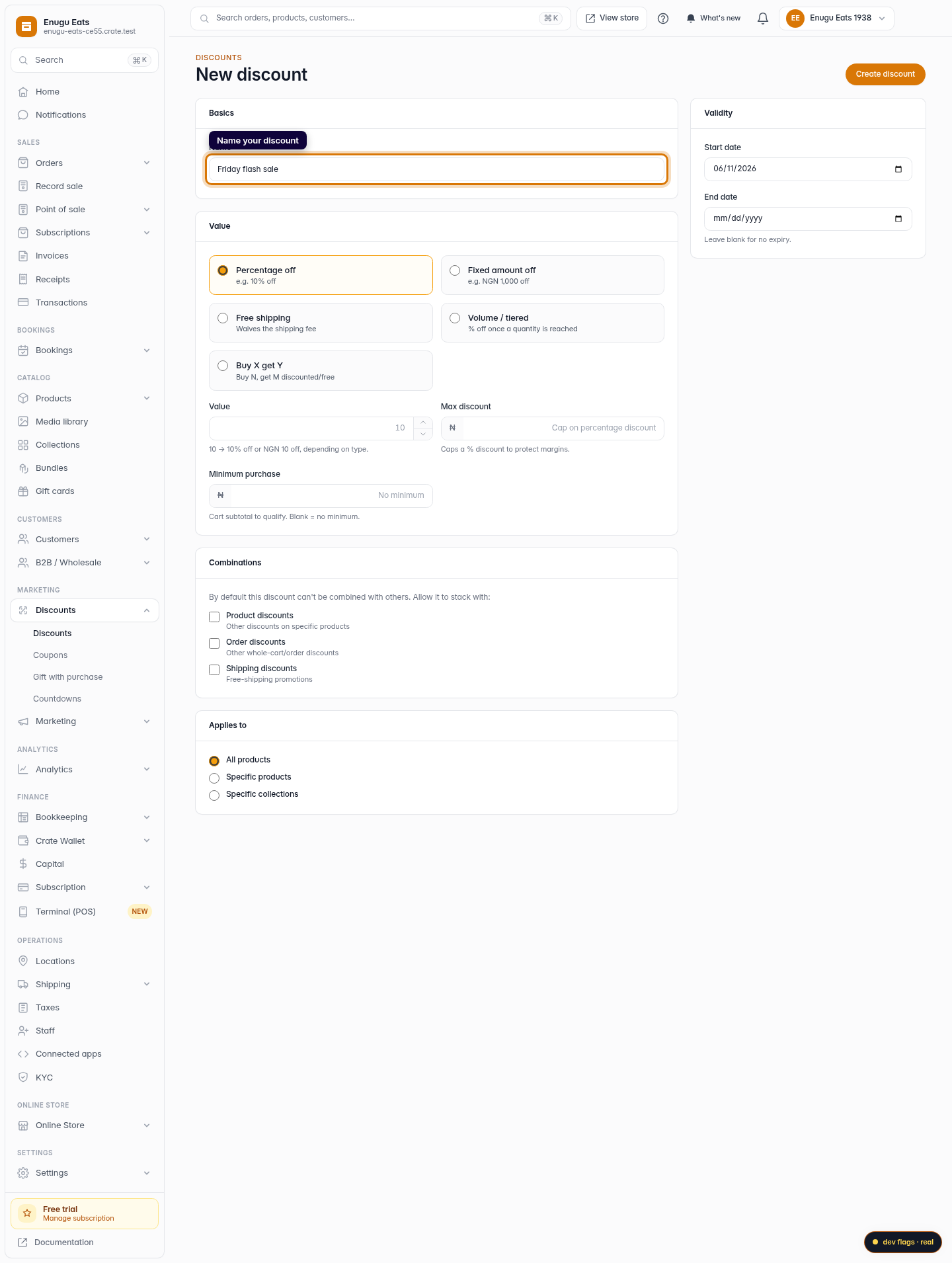How to create a discount: step 3 (web)