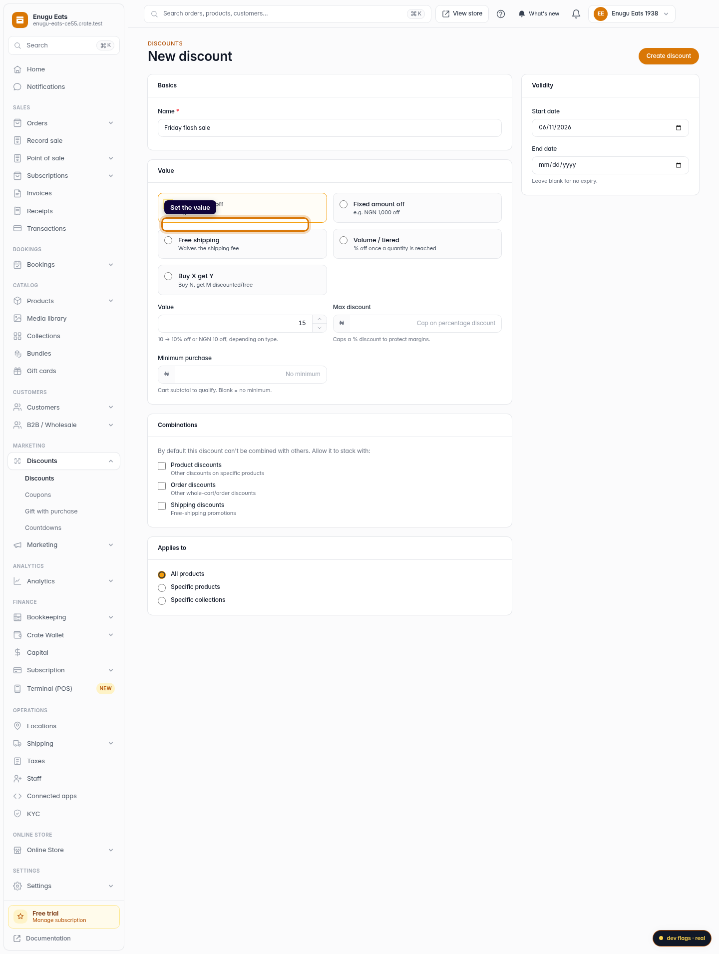 How to create a discount: step 4 (web)
