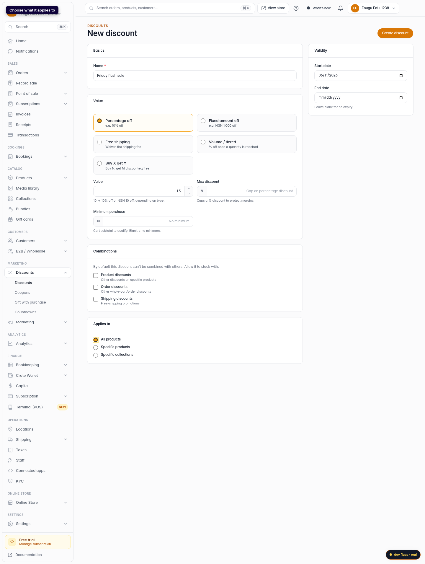 How to create a discount: step 5 (web)