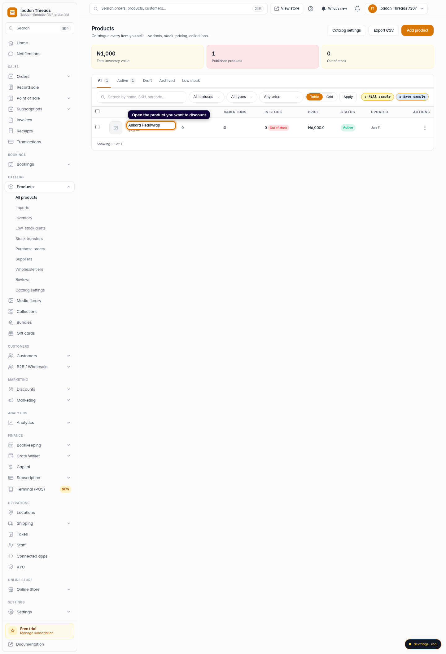 How to create a discounted product: step 2 (web)