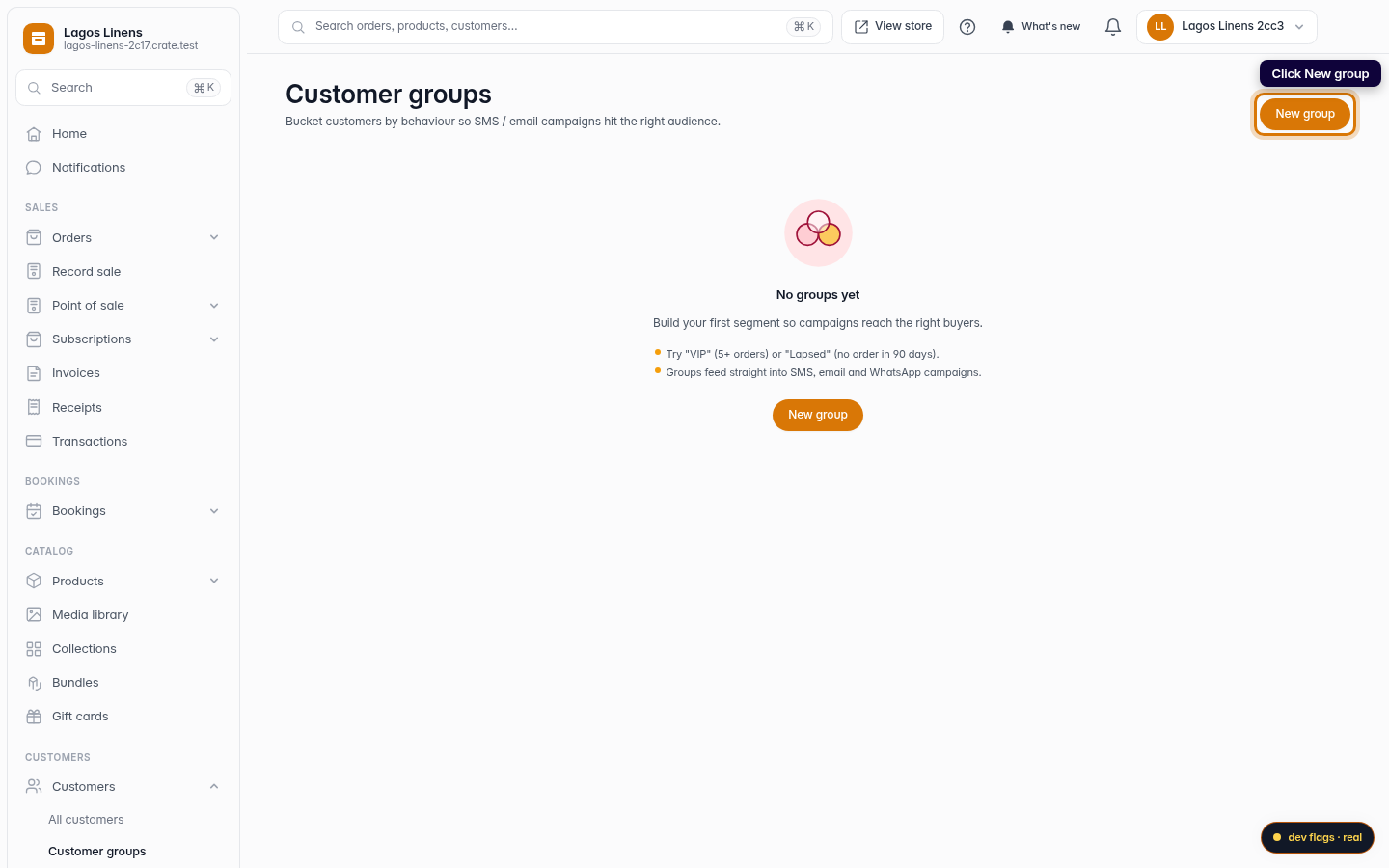 How to create customer groups: step 2 (web)