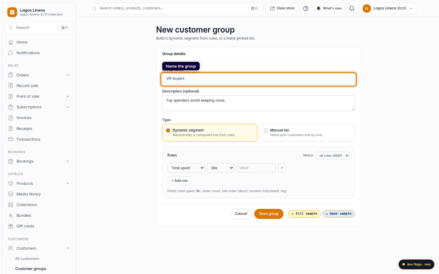 How to create customer groups: step 3 (web)