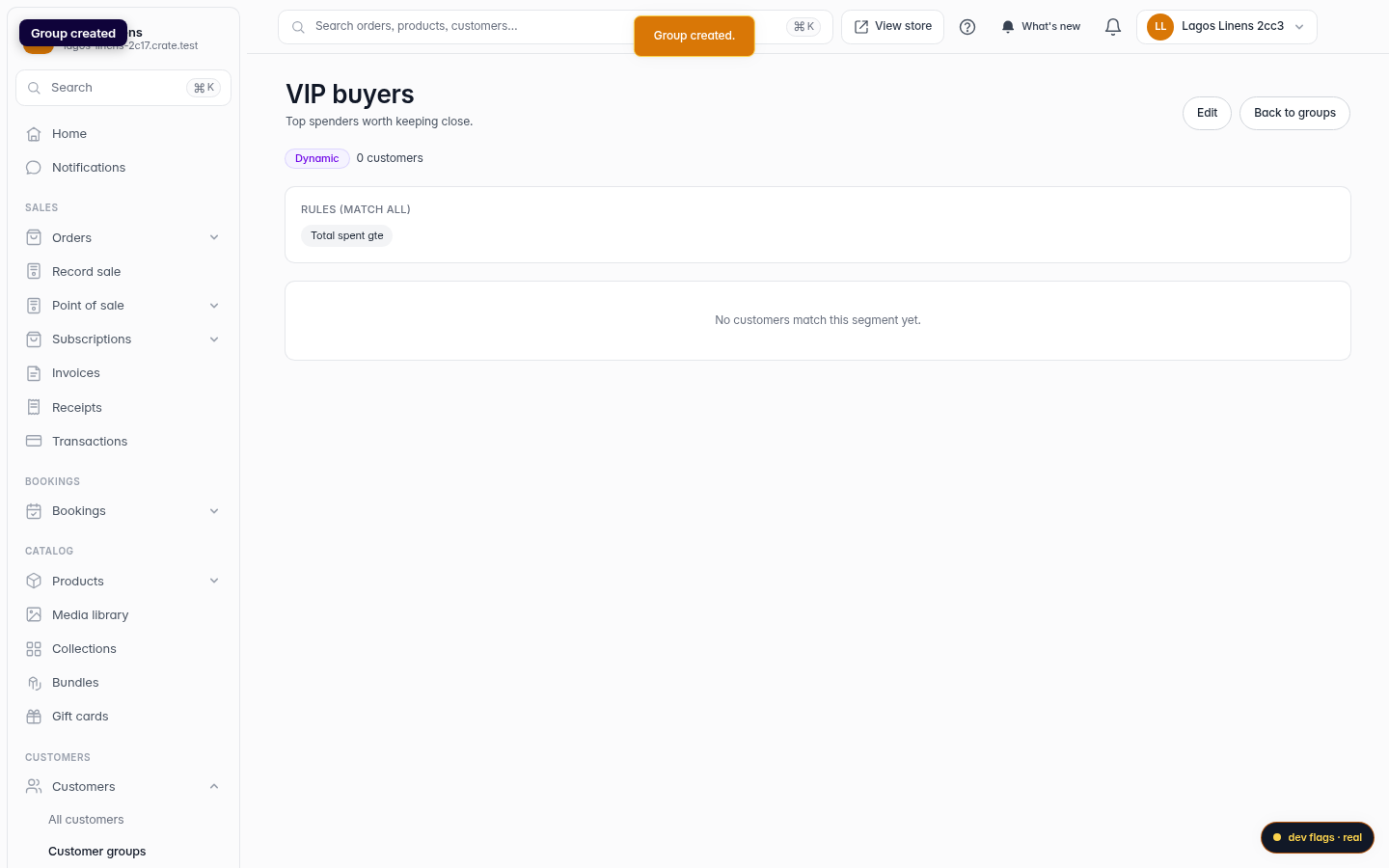 How to create customer groups: step 5 (web)