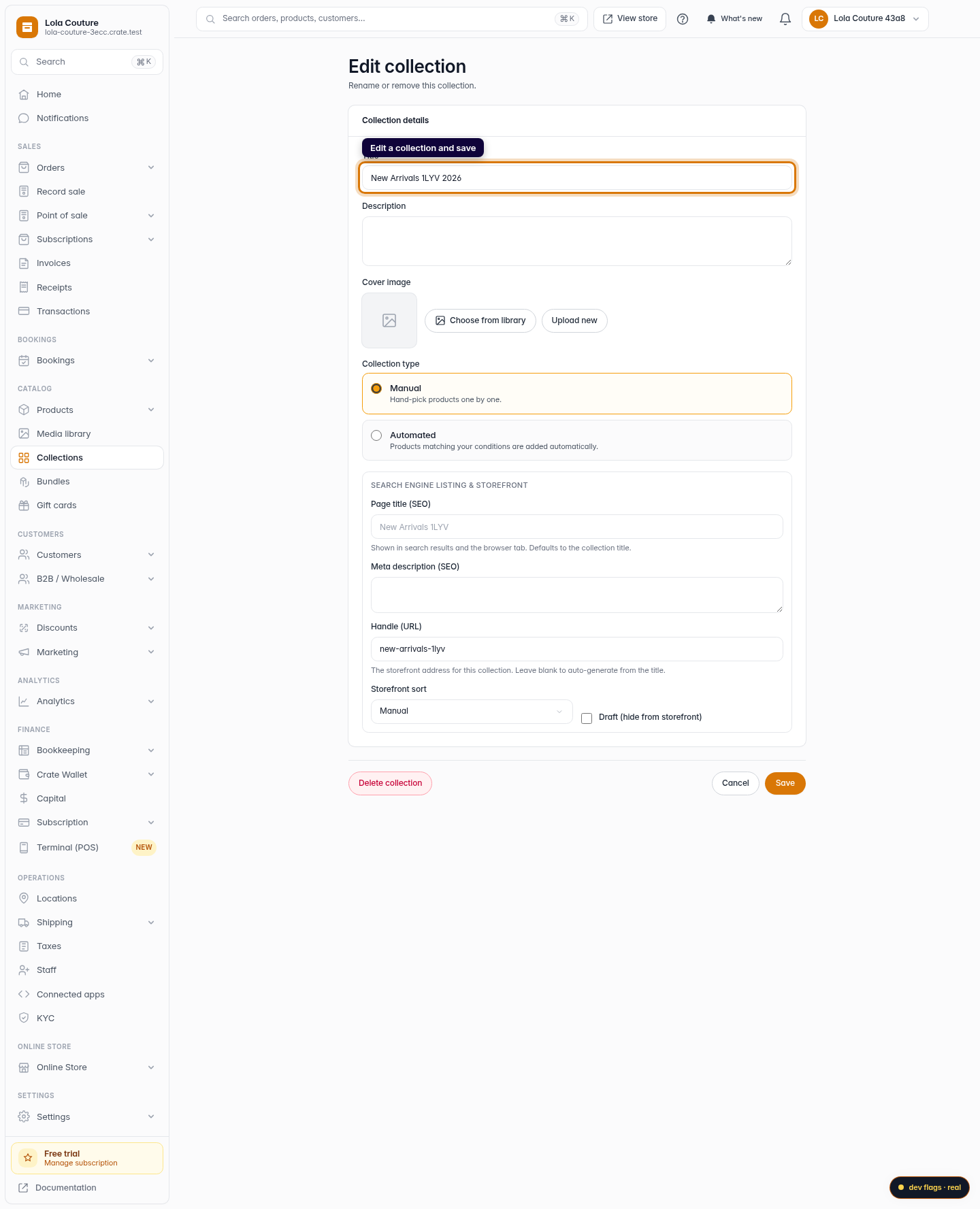 Create, edit or delete a collection: step 5 (web)