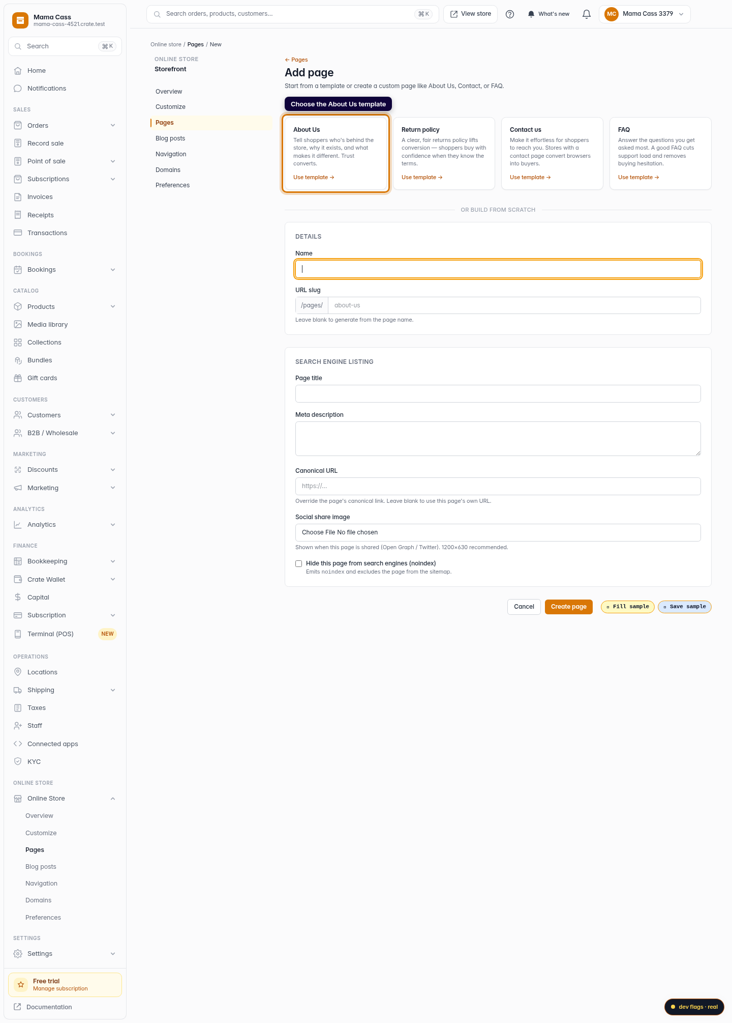 Create an About Us page: step 3 (web)